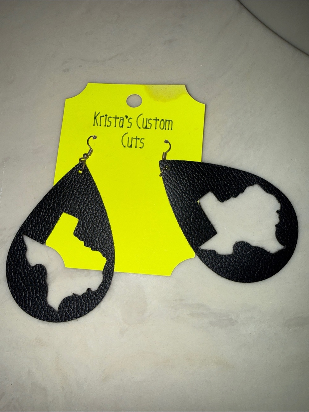 Black Teardrop Texas Cutout Earrings